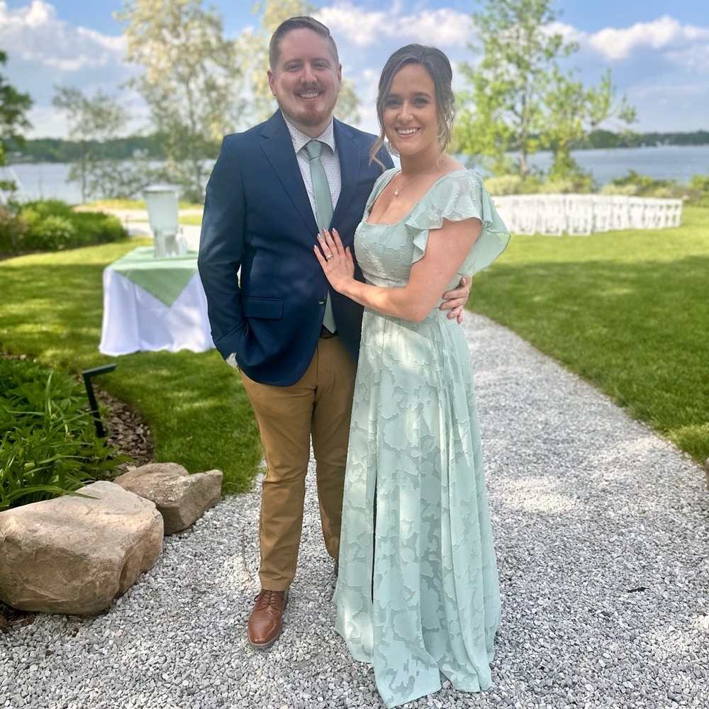Azazie Bridesmaid Dress in Agave Floral Burnout